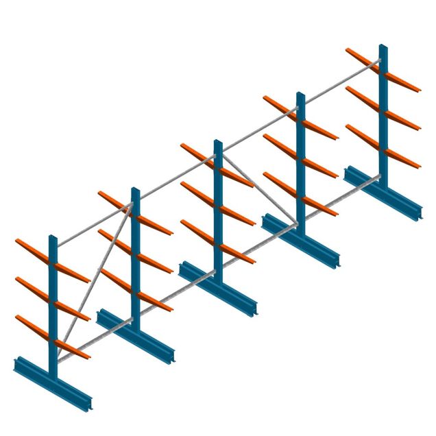 Voordeelrij lichte draagarmstelling BR dubbelzijdig 2000x5100x500 mm (hxbxd) 3 niveaus