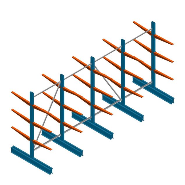 Voordeelrij lichte draagarmstelling BR dubbelzijdig 2000x4100x600 mm (hxbxd) 3 niveaus