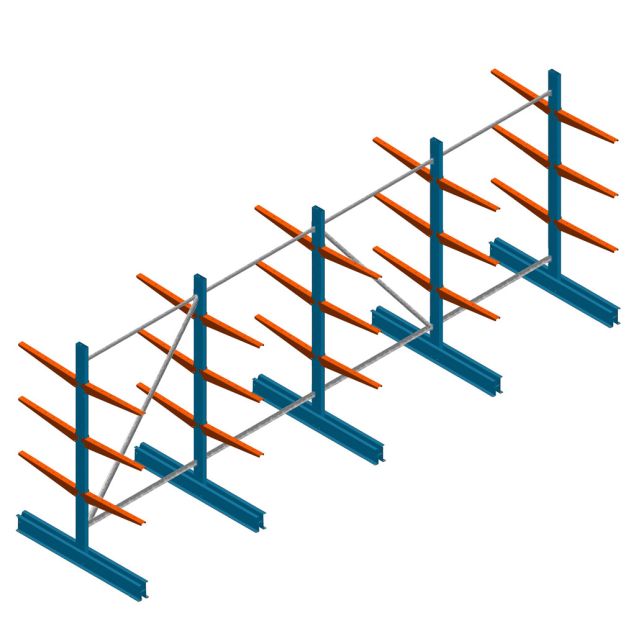 Voordeelrij lichte draagarmstelling BR dubbelzijdig 2000x5100x600 mm (hxbxd) 3 niveaus