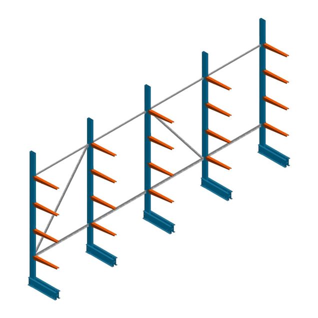 Voordeelrij lichte draagarmstelling BR enkelzijdig 2500x5100x500 mm (hxbxd) 4 niveaus