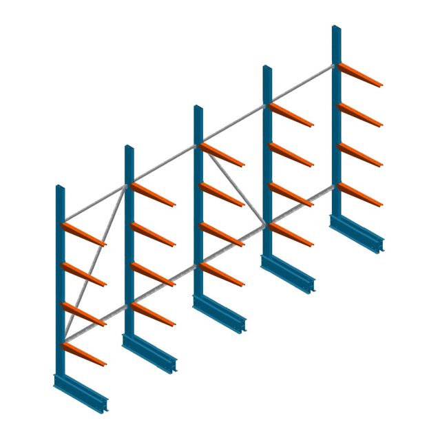 Voordeelrij lichte draagarmstelling BR enkelzijdig 2500x4100x600 mm (hxbxd) 4 niveaus