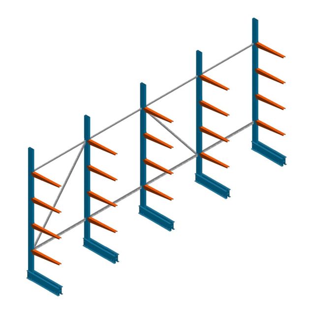 Voordeelrij lichte draagarmstelling BR enkelzijdig 2500x5100x600 mm (hxbxd) 4 niveaus