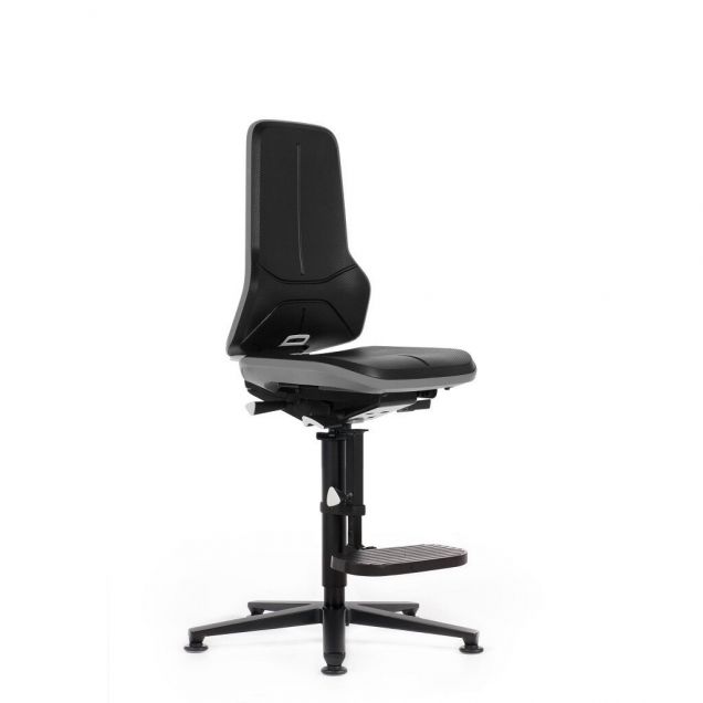 Bimos werkstoel Neon met glijders en voetsteun Grijs