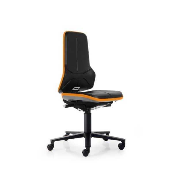 Bimos werkstoel Neon met wieltjes Oranje