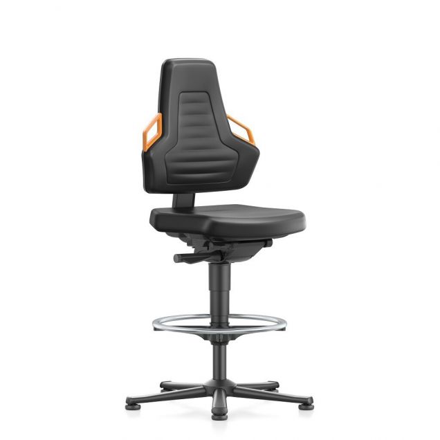 Bimos werkstoel Nexxit met glijders en voetenring Oranje