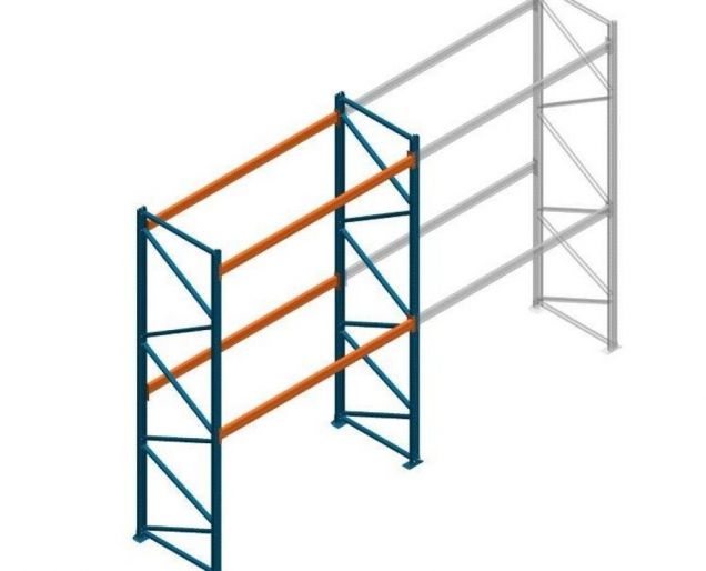 Beginsectie deels gebruikte Nedcon PR palletstelling 3000x3500x1100mm hxbxd 2niveaus 3500kg/niv
