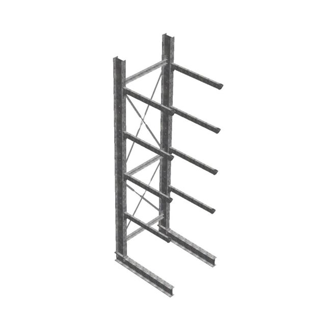 Zware draagarmstelling thermisch verzinkt enkelzijdig 4500x800x1200mm (hxbxd) 4 niveaus beginsectie