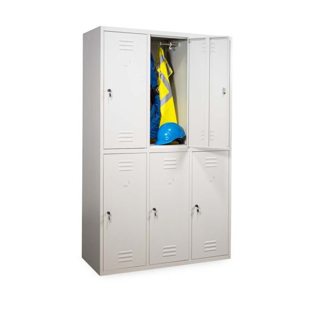 Lockerkast 6-deurs 1900x1170x500 mm (hxbxd) grijs