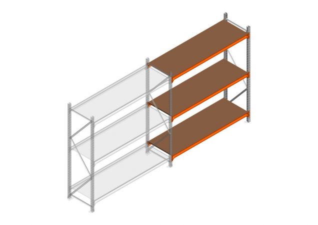 Aanbouwsectie grootvakstelling MP 2000x1500x600mm hxbxd 3 niveaus RAL2004/Verzinkt 500kg