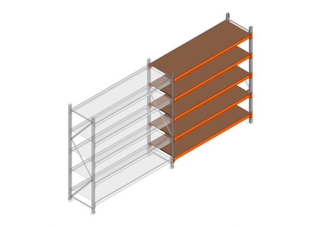 Aanbouwsectie grootvakstelling MP 2000x1500x600mm hxbxd 5 niveaus RAL2004/Verzinkt 500kg
