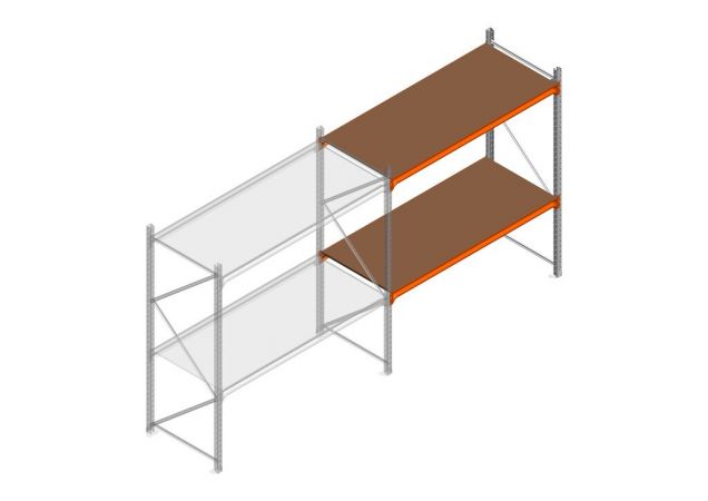 Aanbouwsectie grootvakstelling MP 2000x1500x800mm hxbxd 2 niveaus RAL2004/Verzinkt 500kg