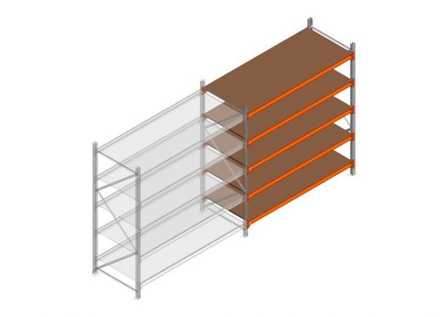 Aanbouwsectie grootvakstelling MP 2000x1500x800mm hxbxd 5 niveaus RAL2004/Verzinkt 500kg