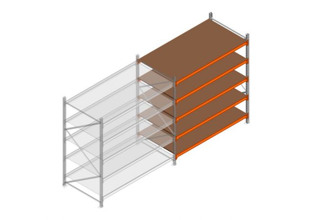 Aanbouwsectie grootvakstelling MP 2000x1500x1000mm hxbxd 5 niveaus RAL2004/Verzinkt 500kg