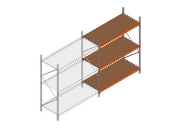 Aanbouwsectie grootvakstelling MP 2250x1500x800mm hxbxd 3 niveaus RAL2004/Verzinkt 500kg
