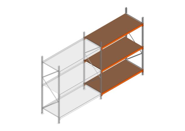 Aanbouwsectie grootvakstelling MP 2250x1500x800mm hxbxd 3 niveaus RAL2004/Verzinkt 500kg