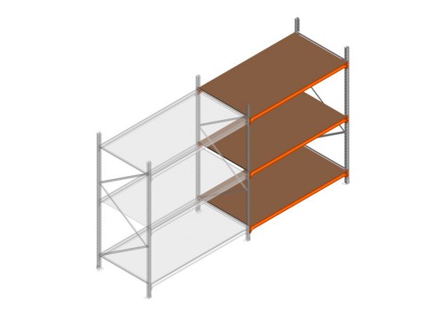 Aanbouwsectie grootvakstelling MP 2250x1500x1000mm hxbxd 3 niveaus RAL2004/Verzinkt 500kg
