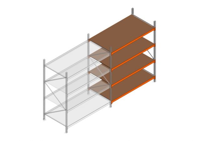 Aanbouwsectie grootvakstelling MP 2250x1500x1000mm hxbxd 4 niveaus RAL2004/Verzinkt 500kg