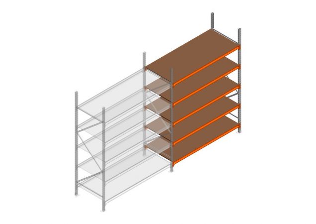 Aanbouwsectie grootvakstelling MP 2500x1500x800mm hxbxd 5 niveaus RAL2004/Verzinkt 500kg