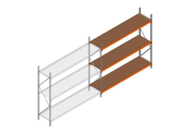 Aanbouwsectie grootvakstelling MP 2250x2400x600mm hxbxd 3 niveaus RAL2004/Verzinkt 265kg
