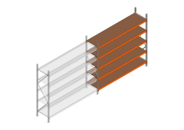 Aanbouwsectie grootvakstelling MP 2250x2400x600mm hxbxd 5 niveaus RAL2004/Verzinkt 265kg