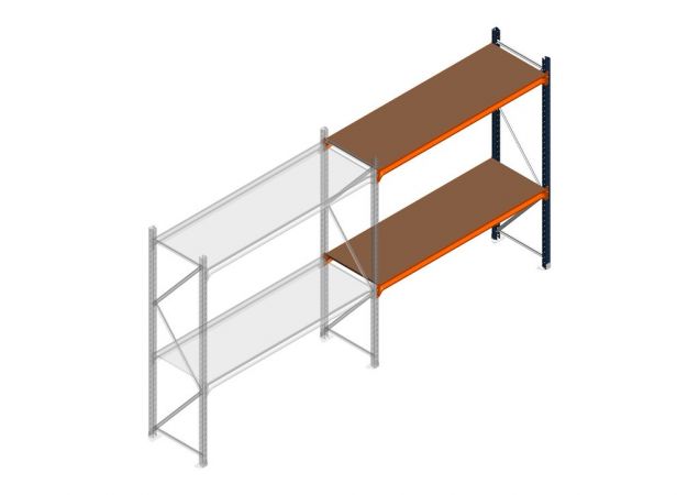 Aanbouwsectie grootvakstelling MP 2000x1500x600mm hxbxd 2 niveaus RAL2004/5003/Verzinkt 500kg