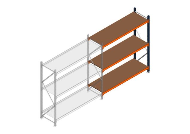 Aanbouwsectie grootvakstelling MP 2000x1500x600mm hxbxd 3 niveaus RAL2004/5003/Verzinkt 500kg