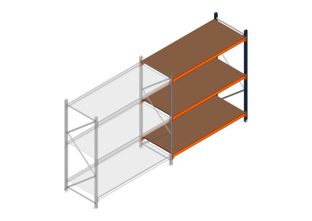 Aanbouwsectie grootvakstelling MP 2000x1500x800mm hxbxd 3 niveaus RAL2004/5003/Verzinkt 500kg
