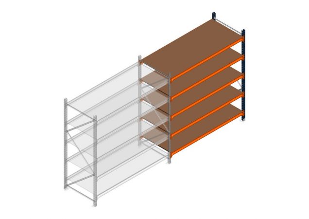 Aanbouwsectie grootvakstelling MP 2000x1500x800mm hxbxd 5 niveaus RAL2004/5003/Verzinkt 500kg