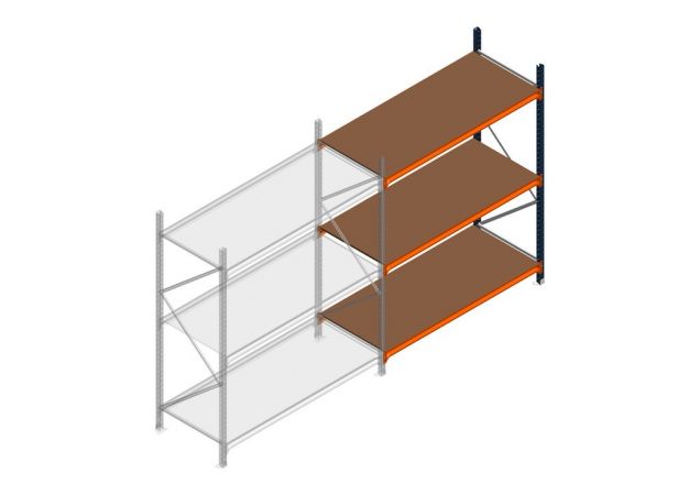Aanbouwsectie grootvakstelling MP 2250x1500x800mm hxbxd 3 niveaus RAL2004/5003/Verzinkt 500kg