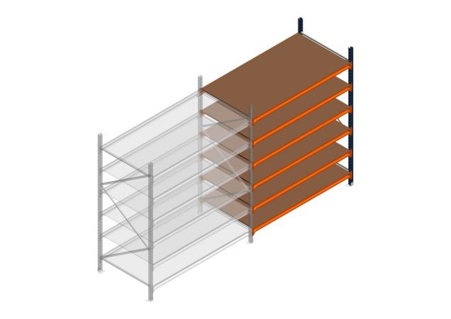 Aanbouwsectie grootvakstelling MP 2250x1500x1000mm hxbxd 6 niveaus RAL2004/5003/Verzinkt 500kg
