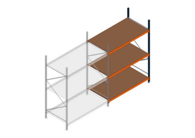 Aanbouwsectie grootvakstelling MP 2500x1500x1000mm hxbxd 3 niveaus RAL2004/5003/Verzinkt 500kg