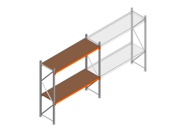Beginsectie grootvakstelling MP 2000x1850x600mm hxbxd 2 niveaus  RAL2004/Verzinkt 400kg