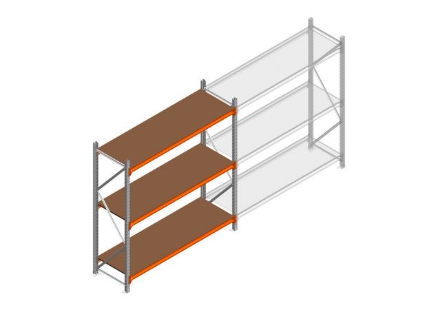 Beginsectie grootvakstelling MP 2000x1500x600mm hxbxd 3 niveaus RAL2004/Verzinkt 500kg