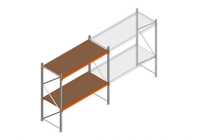 Beginsectie grootvakstelling MP 2000x1500x800mm hxbxd 2 niveaus RAL2004/Verzinkt 500kg