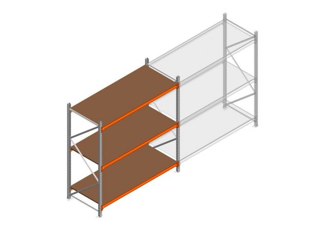 Beginsectie grootvakstelling MP 2000x1500x800mm hxbxd 3 niveaus RAL2004/Verzinkt 500kg