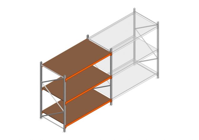 Beginsectie grootvakstelling MP 2000x1500x1000mm hxbxd 3 niveaus RAL2004/Verzinkt 500kg