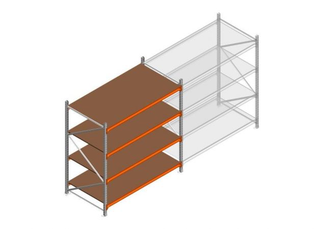 Beginsectie grootvakstelling MP 2000x1850x1000mm hxbxd 4 niveaus  RAL2004/Verzinkt 400kg