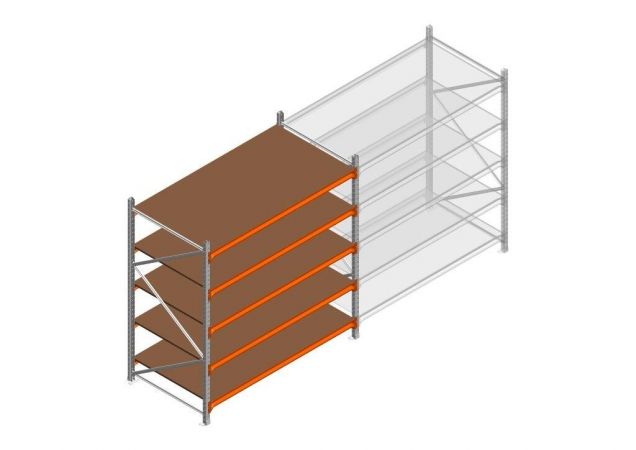 Beginsectie grootvakstelling MP 2000x1850x1000mm hxbxd 5 niveaus  RAL2004/Verzinkt 400kg