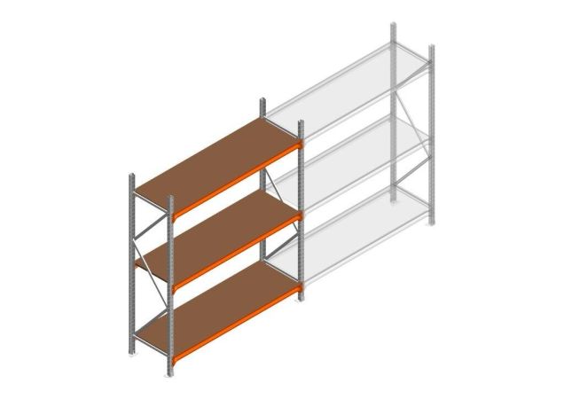 Beginsectie grootvakstelling MP 2250x1850x600mm hxbxd 3 niveaus  RAL2004/Verzinkt 400kg