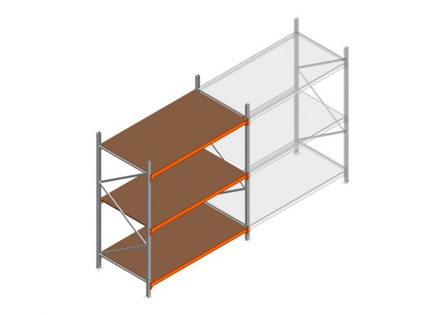 Beginsectie grootvakstelling MP 2250x1500x1000mm hxbxd 3 niveaus RAL2004/Verzinkt 500kg