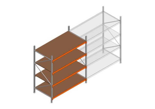 Beginsectie grootvakstelling MP 2250x1850x1000mm hxbxd 4 niveaus  RAL2004/Verzinkt 400kg