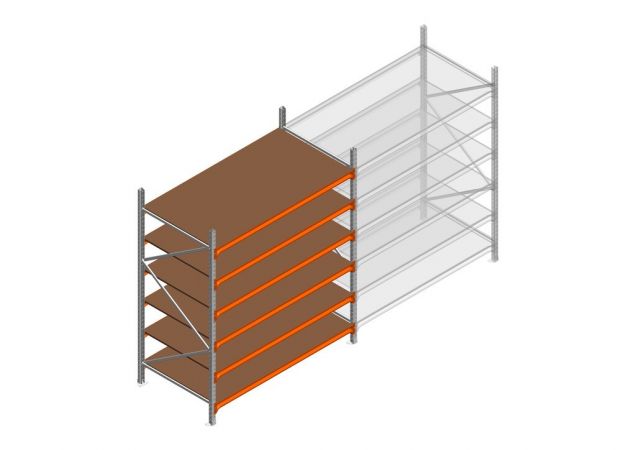 Beginsectie grootvakstelling MP 2250x1500x1000mm hxbxd 6 niveaus RAL2004/Verzinkt 500kg