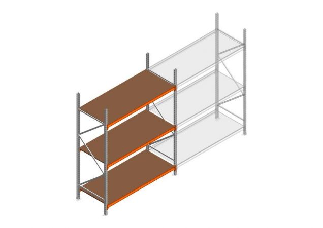 Beginsectie grootvakstelling MP 2500x1850x800mm hxbxd 3 niveaus  RAL2004/Verzinkt 400kg