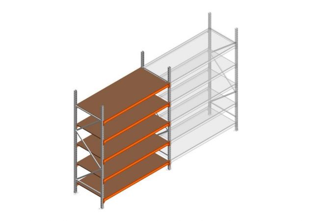 Beginsectie grootvakstelling MP 2500x1850x800mm hxbxd 5 niveaus  RAL2004/Verzinkt 400kg