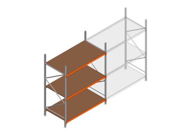 Beginsectie grootvakstelling MP 2500x1500x1000mm hxbxd 3 niveaus RAL2004/Verzinkt 500kg