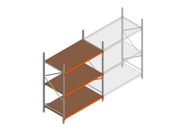 Beginsectie grootvakstelling MP 2500x1850x1000mm hxbxd 3 niveaus  RAL2004/Verzinkt 400kg