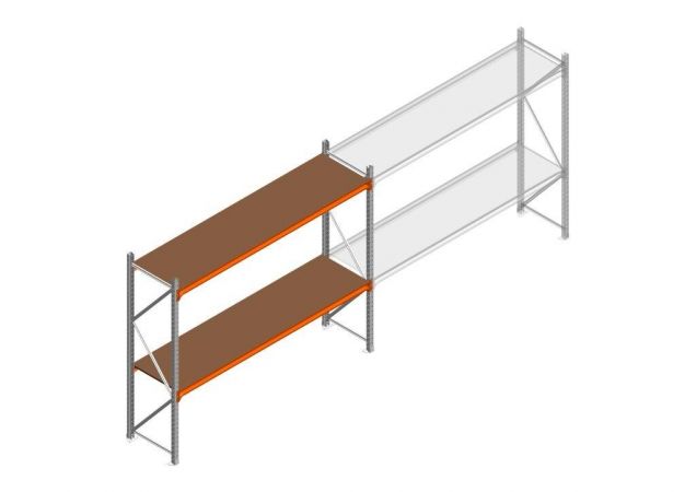 Beginsectie grootvakstelling MP 2000x2400x600mm hxbxd 2 niveaus  RAL2004/Verzinkt 265kg