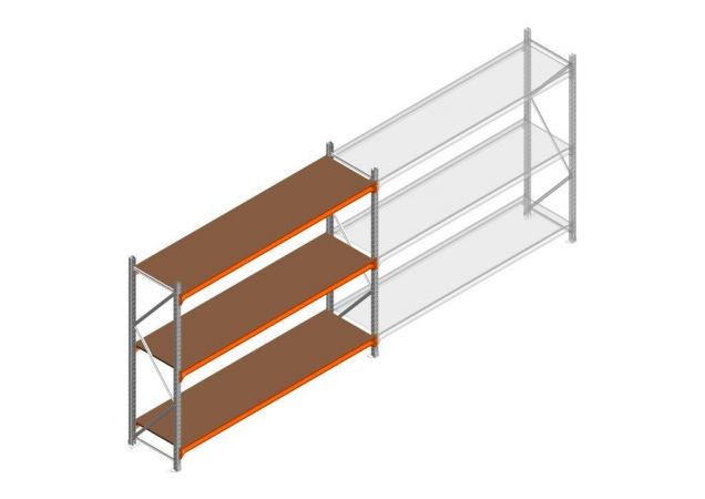 Beginsectie grootvakstelling MP 2000x2400x600mm hxbxd 3 niveaus  RAL2004/Verzinkt 265kg