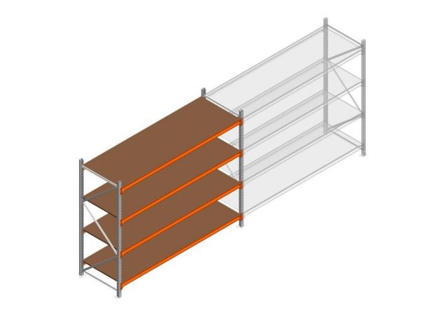 Beginsectie grootvakstelling MP 2000x2400x800mm hxbxd 4 niveaus  RAL2004/Verzinkt 265kg