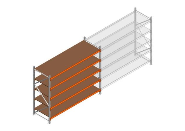 Beginsectie grootvakstelling MP 2000x2400x800mm hxbxd 5 niveaus  RAL2004/Verzinkt 265kg